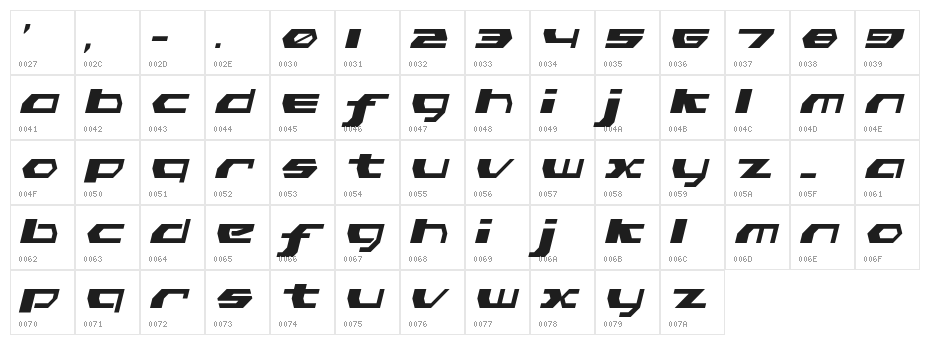 Pink Has Gone Extinct Oblique LDR Regular Character Map