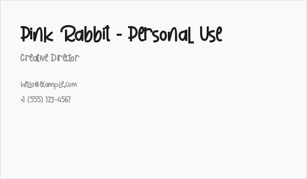Pink Rabbit - Personal Use Business Card