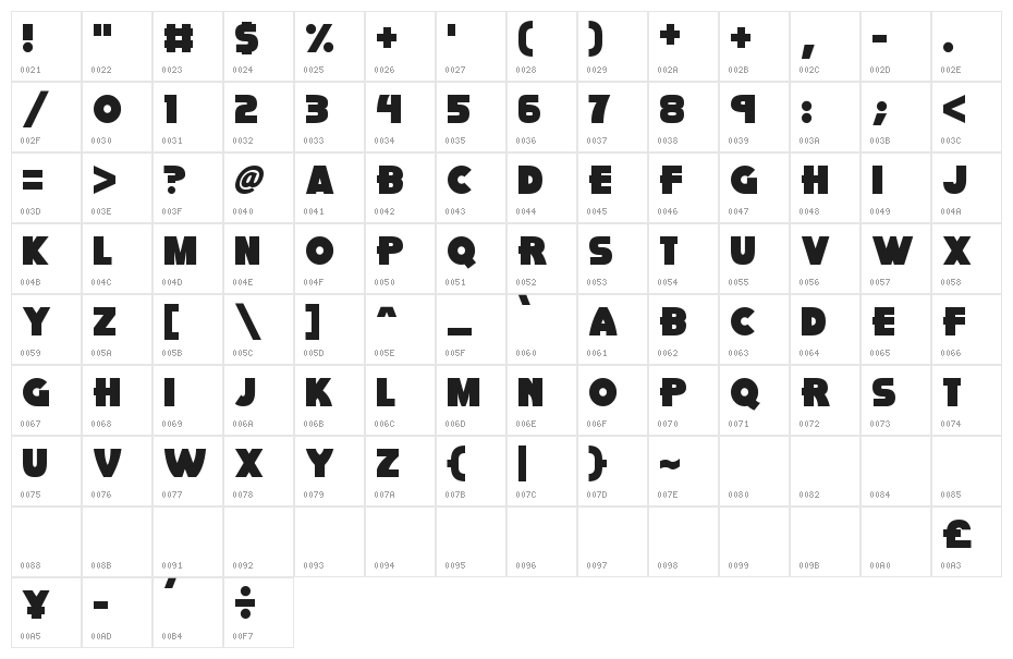 Pink Rocket Character Map