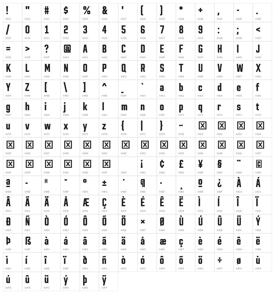 Pink Sans 130 Character Map