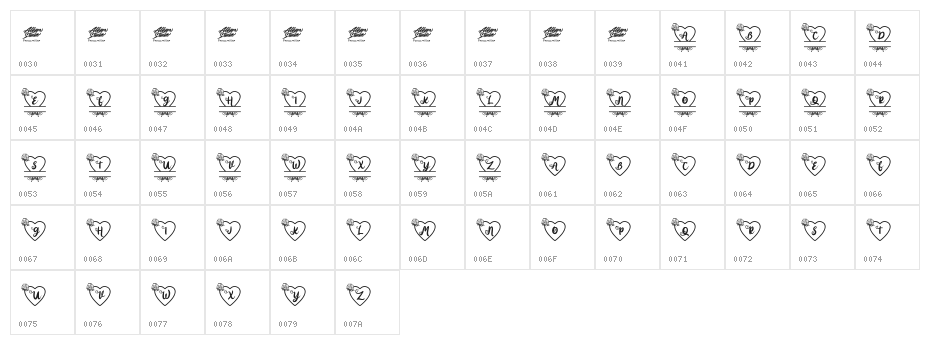 Pinky Monogram Regular Character Map