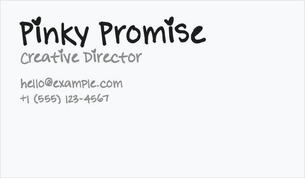 Pinky Promise Business Card