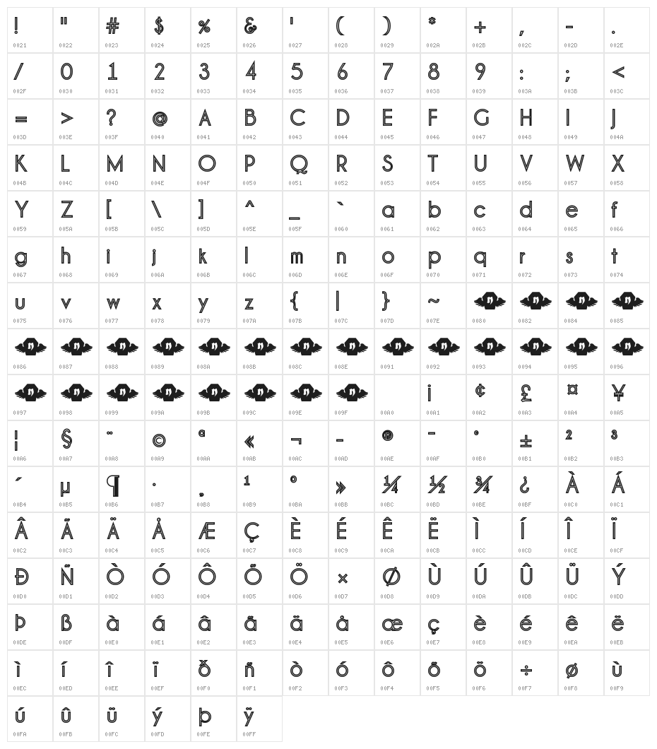 Pinstripe Limo Character Map
