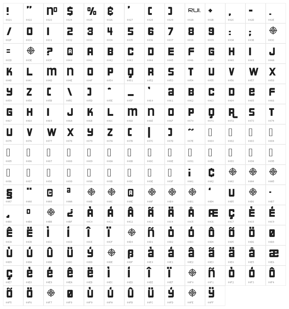 Pinto Lunaire Character Map