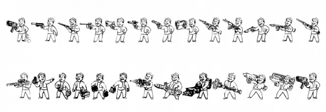 Pip Boy Weapons Dingbats फ़ॉन्ट अपरकेस
