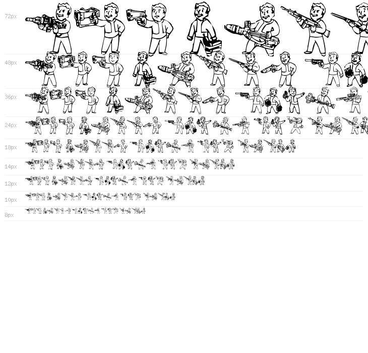 Pip Boy Weapons Dingbats Waterfall