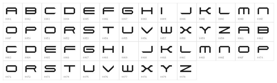 Piranha Regular Character Map