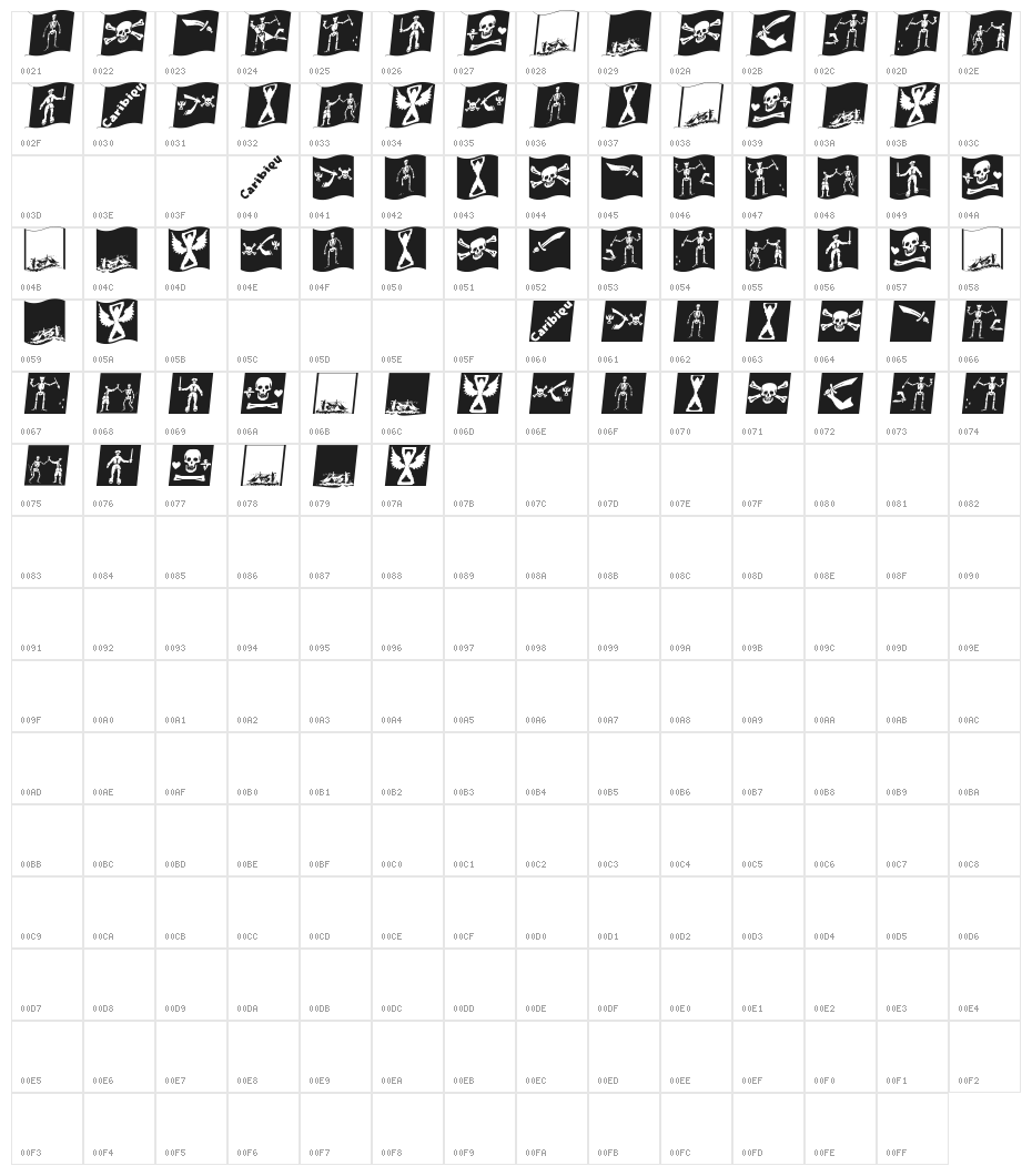 PiratsSymbolsArtefacts Character Map