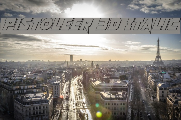Pistoleer 3D Italic Font examples