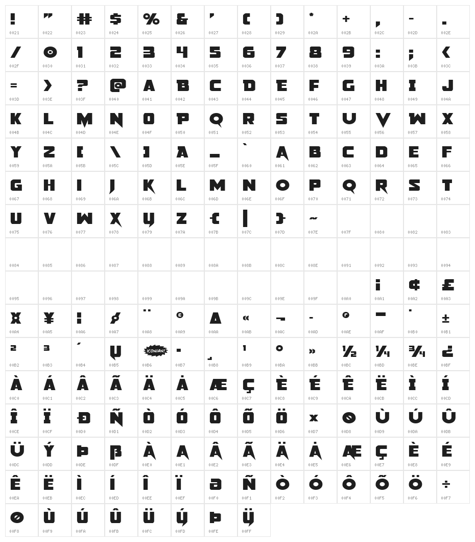 Pistoleer Expanded Character Map