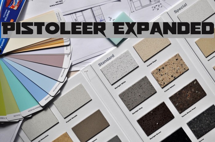 Pistoleer Expanded Font examples