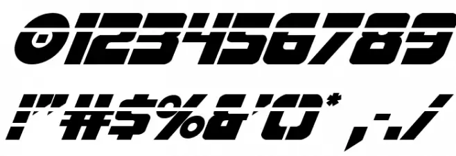 Pistoleer Laser Italic Font OTHER CHARS