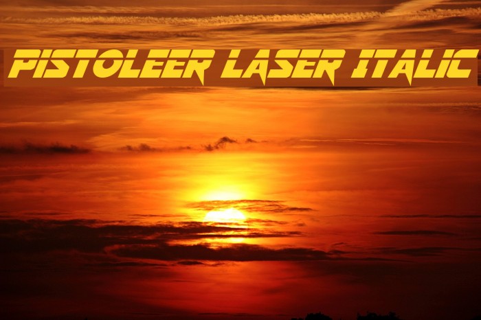 Pistoleer Laser Italic Font examples