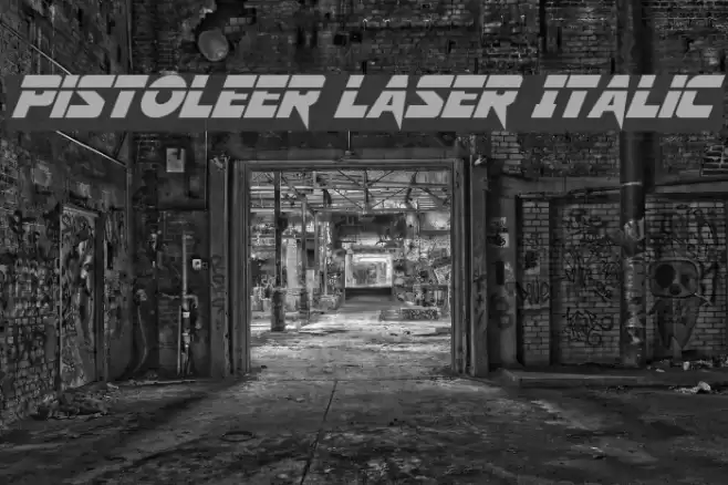 Pistoleer Laser Italic Font examples