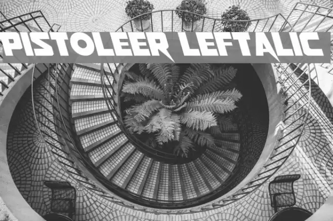 Pistoleer Leftalic Font examples