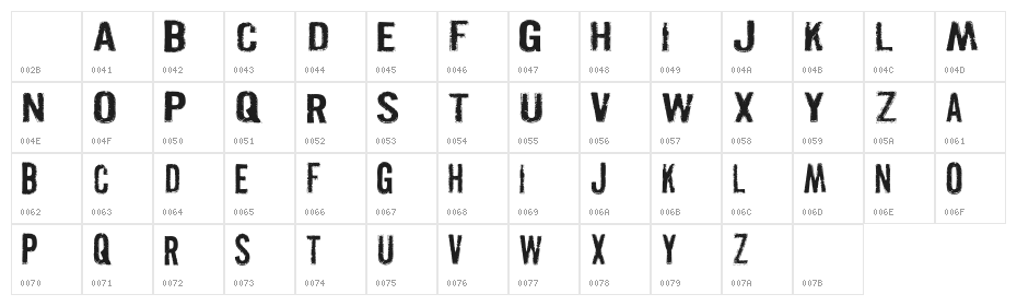Pistolgrip Character Map