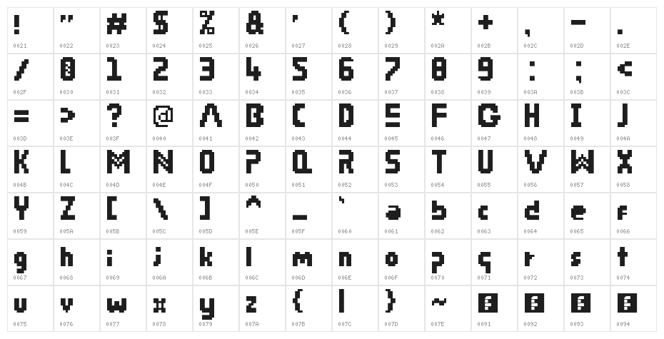 Pix Riddim Regular Character Map