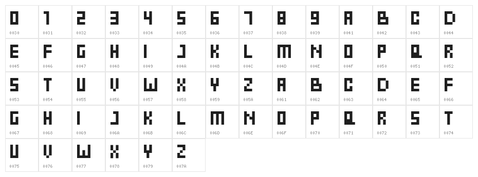 PixBob Lite Character Map