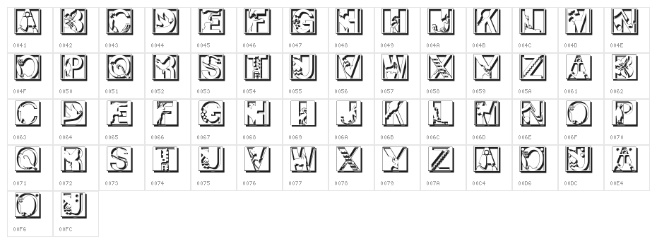 PixCapsShadow Character Map
