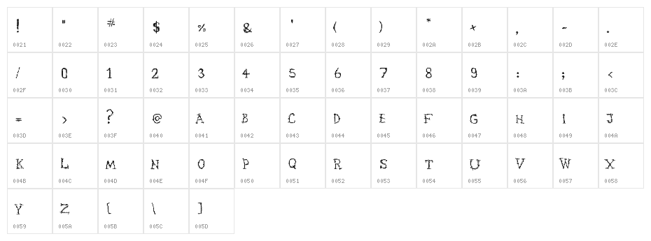 PixXary Regular Character Map