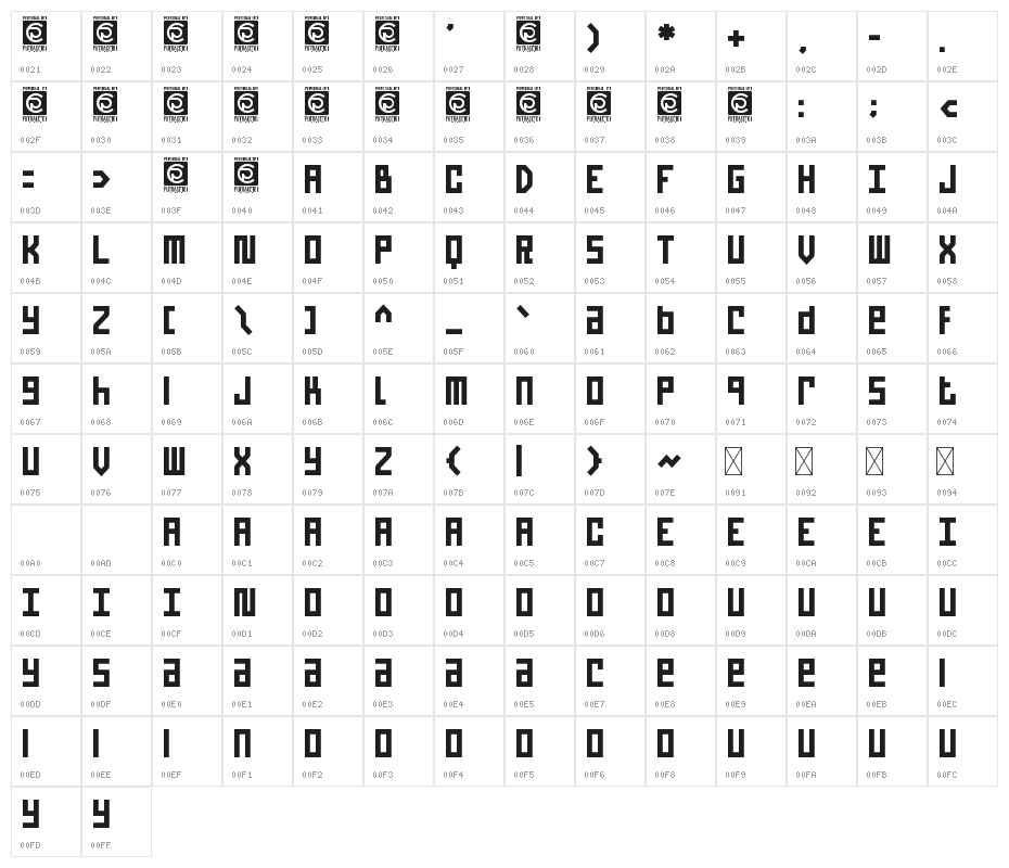 Pixel Bit Free Character Map