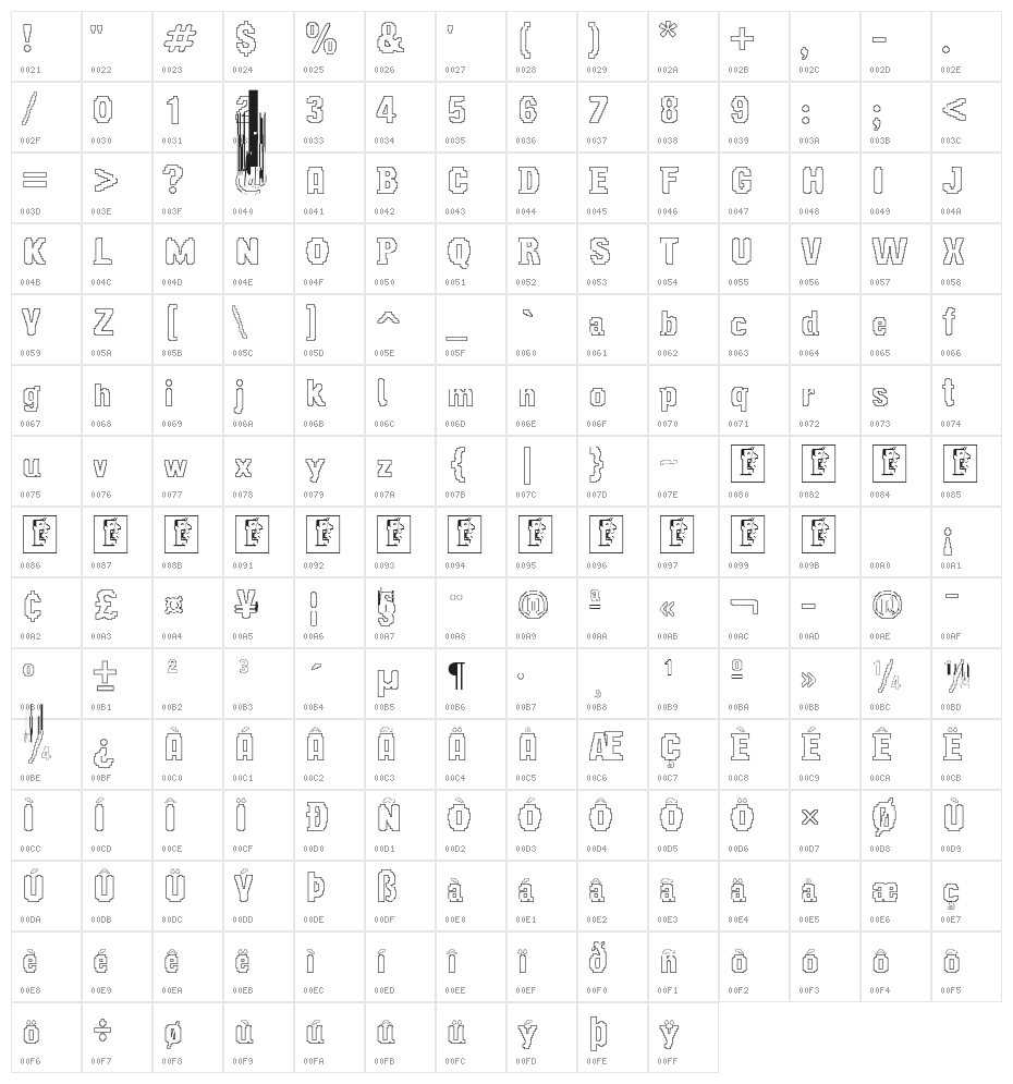 Pixel Book Out Character Map