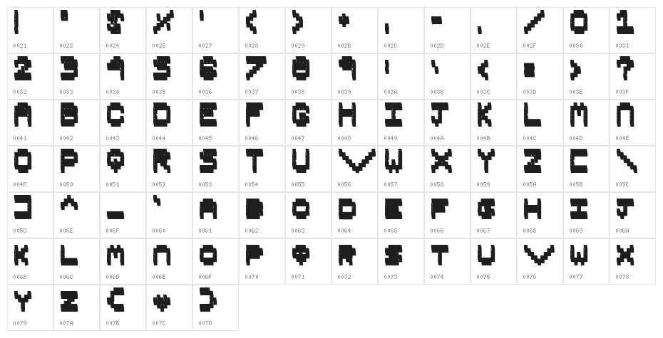 Pixel Book Character Map