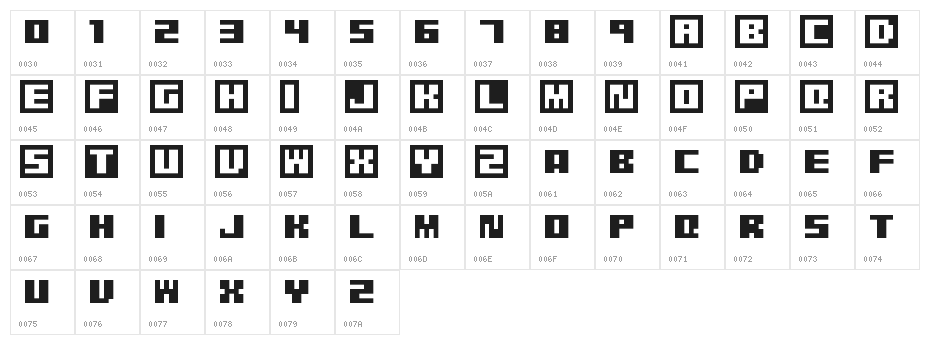Pixel Grafiti Regular Character Map