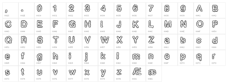 Pixel Krud [BRK] Character Map