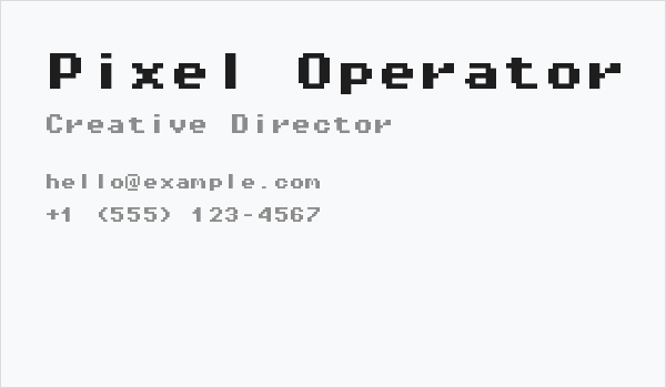 Pixel Operator Mono 8 Bold Business Card