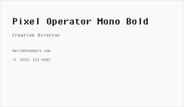 Pixel Operator Mono Bold Business Card