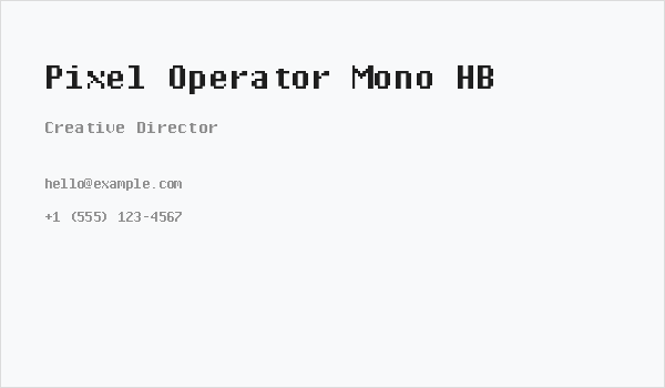 Pixel Operator Mono HB Business Card