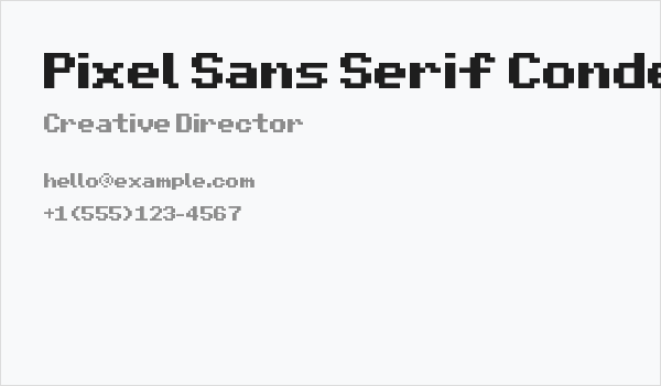 Pixel Sans Serif Condensed Regular Business Card
