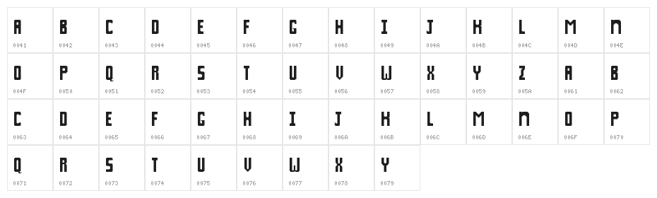 Pixel Spyder Regular Character Map