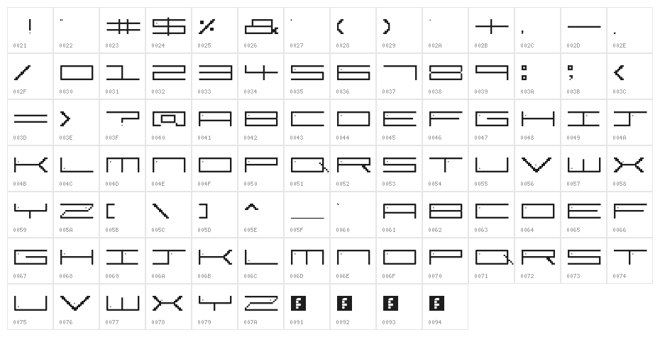 Pixel Star Regular Character Map
