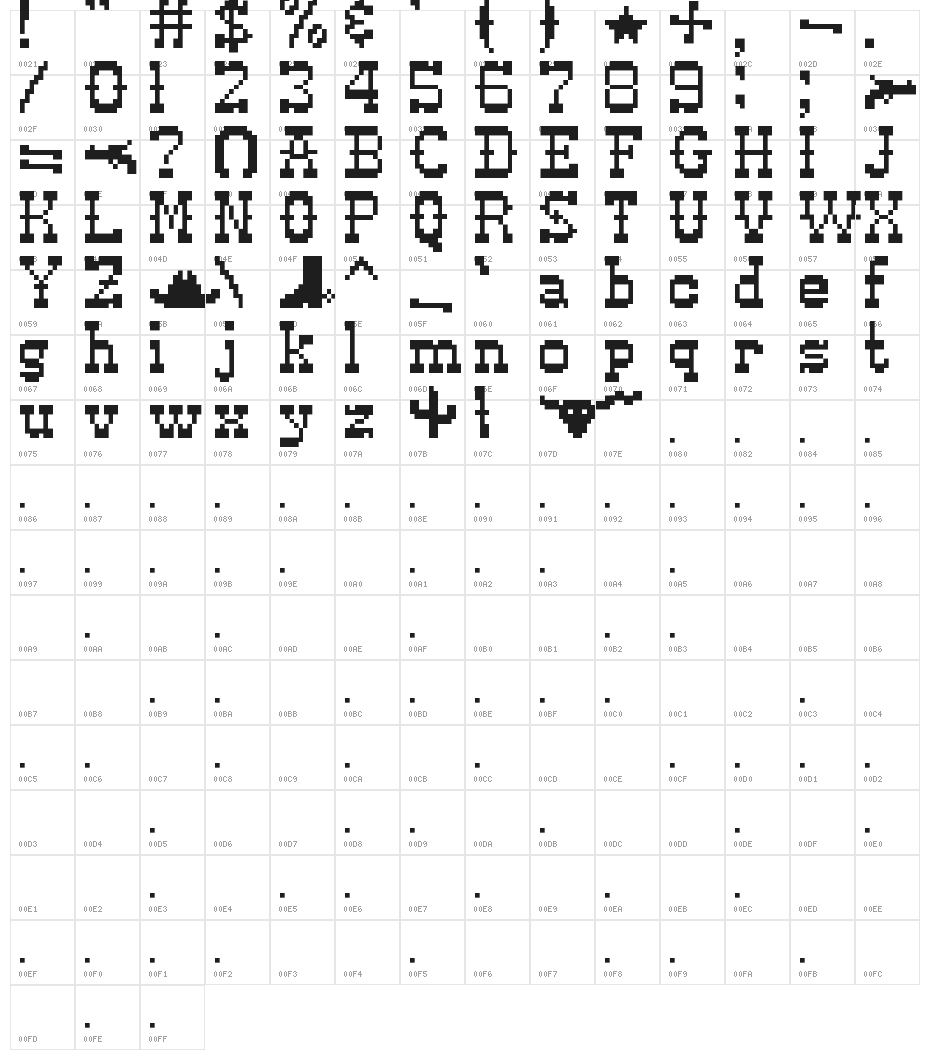 Pixel-Western Regular Character Map