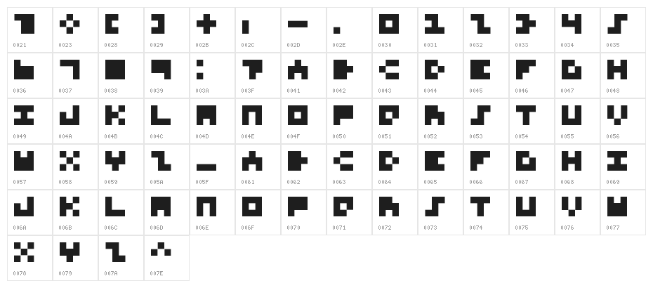 Pixel rocks Regular Character Map