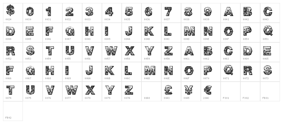 PixelHour Character Map