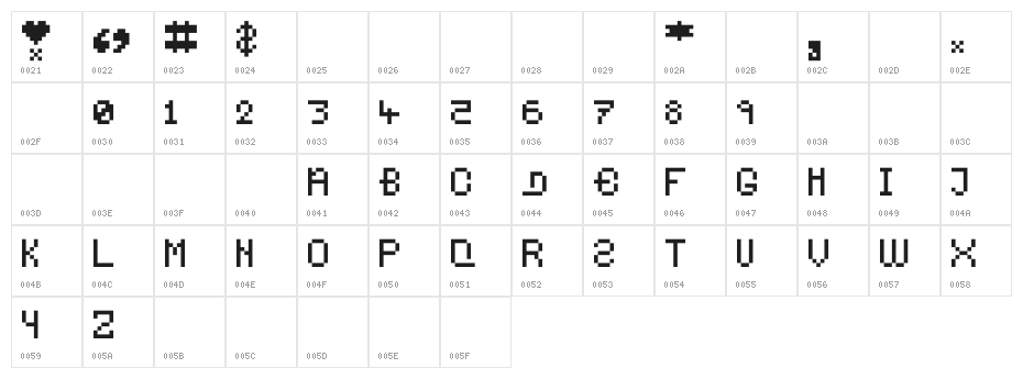 Pixelates Character Map