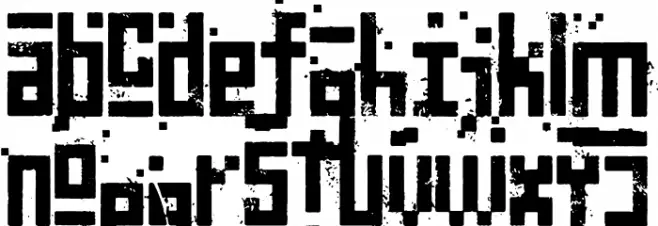 Pixelic War Schriftart Kleinbuchstaben