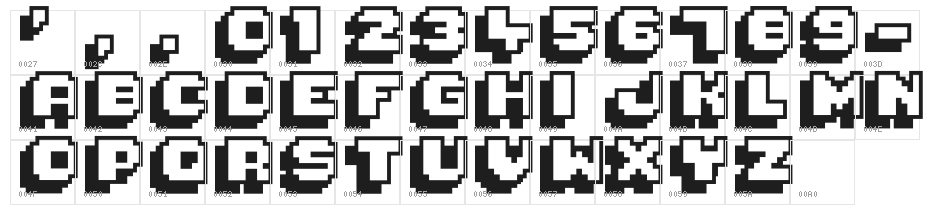 Pixelmania Character Map