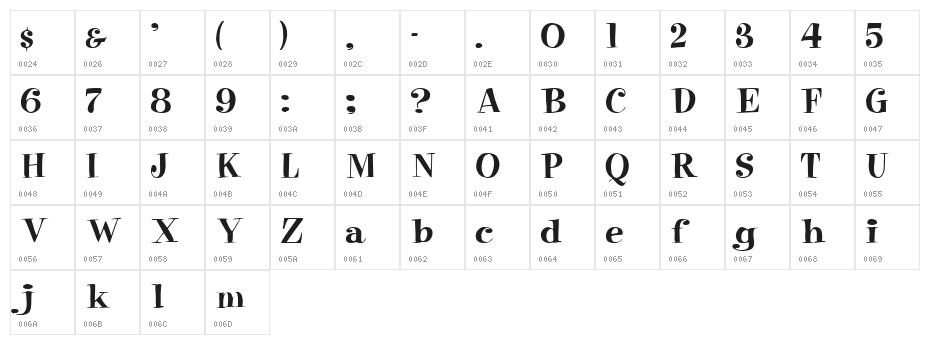 Pixie Regular Character Map