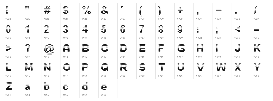 pixelino Character Map