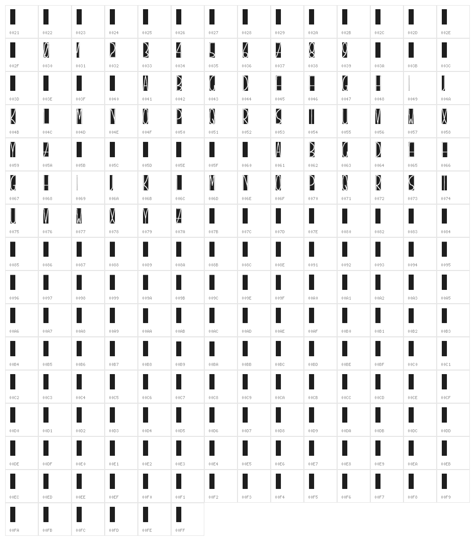 pizarrón Character Map