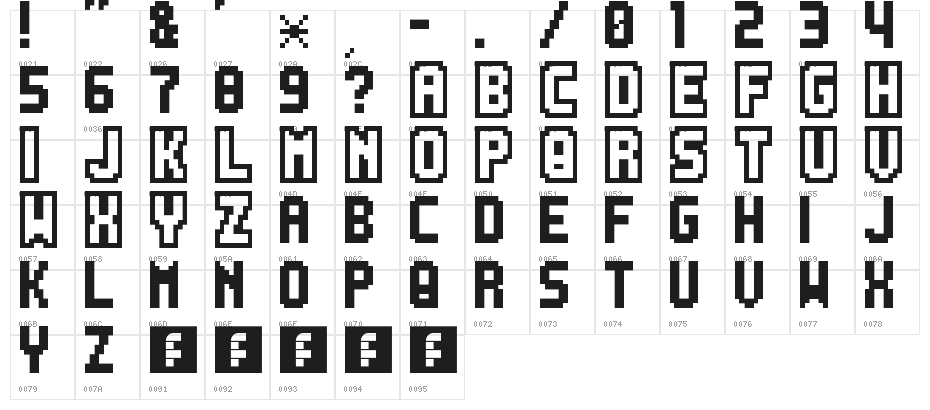 PKMN Pinball Regular Character Map