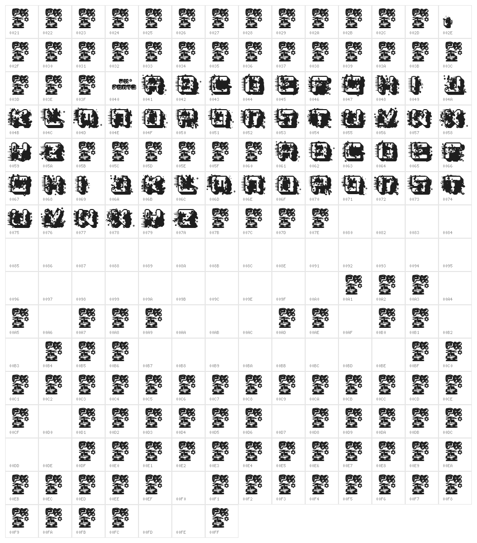 pk LSD Character Map