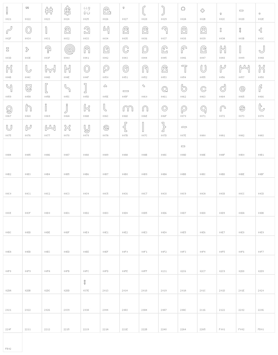 PLASTIC-Hollow Character Map