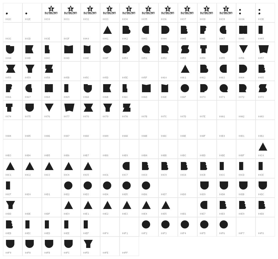 PLASTIC PILL Character Map