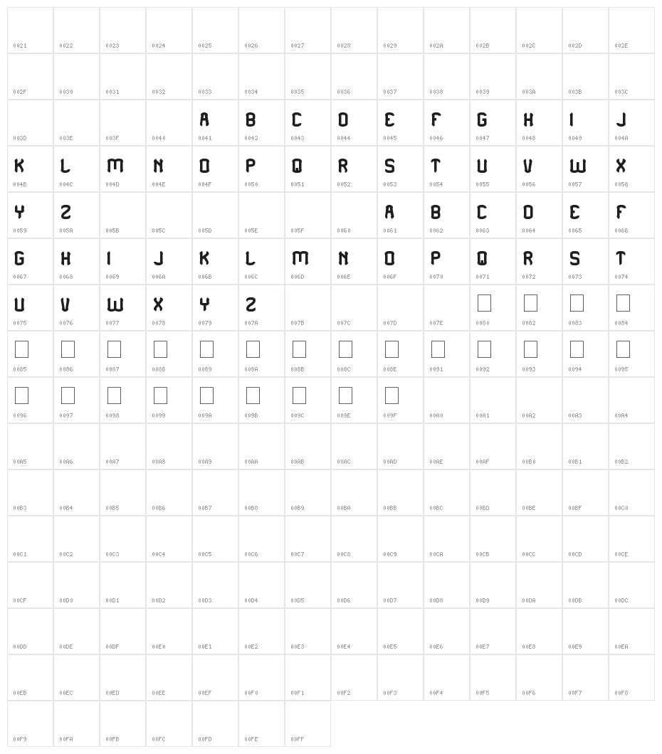 PLEASE FORGIVE  ME Character Map