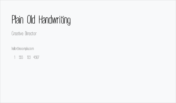 Plain Old Handwriting Business Card